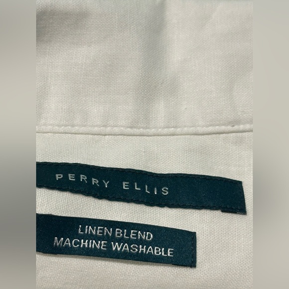 Perry Ellis White Casual Button Down Shirt - Picture 4 of 9